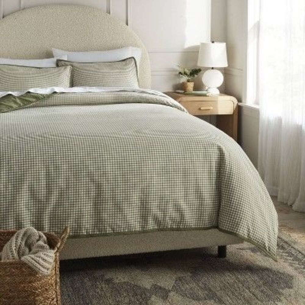Open Box - Threshold -  Duvet Cover Set Cotton Vintage Mini Ging Green